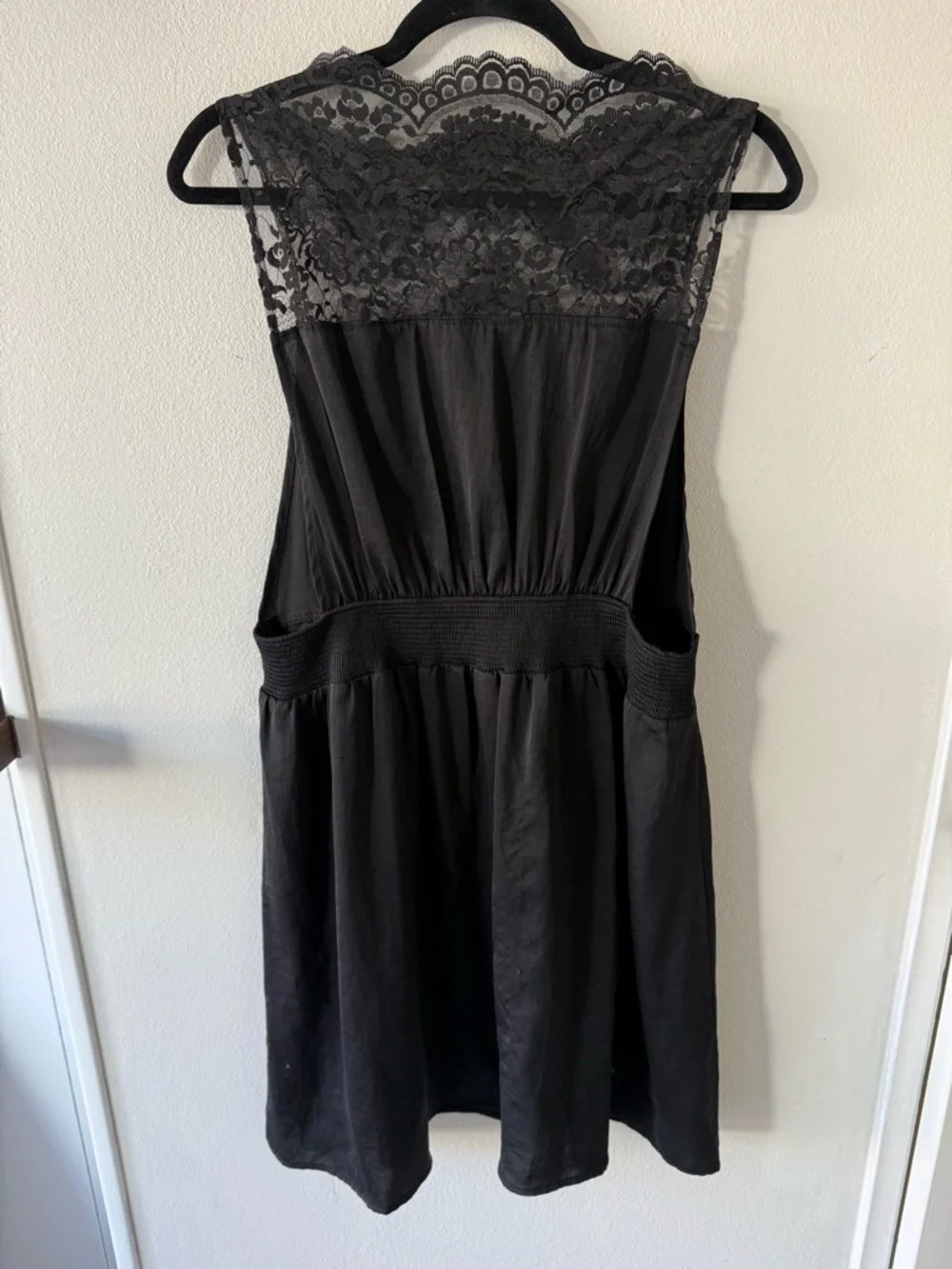 Free People Tea for Two Lace Trim Black Dress